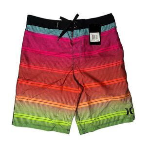 Hurley Boys Multi Color Stripe Board Shorts Swim Suit Size 16 (28) NWT